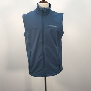 Columbia Blue Fleece Lined Zip Collar Vest